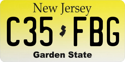 NJ license plate C35FBG