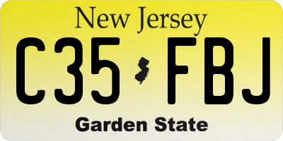 NJ license plate C35FBJ