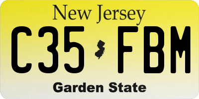 NJ license plate C35FBM