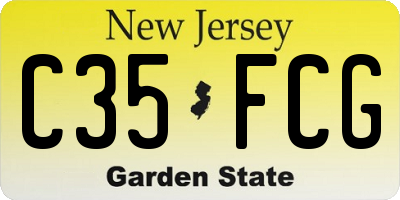 NJ license plate C35FCG
