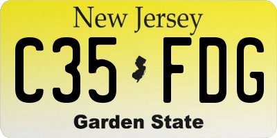NJ license plate C35FDG