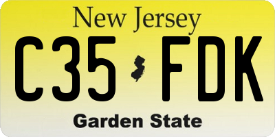 NJ license plate C35FDK