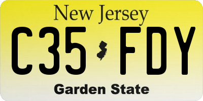 NJ license plate C35FDY