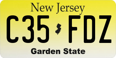 NJ license plate C35FDZ