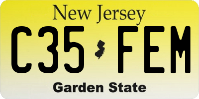 NJ license plate C35FEM