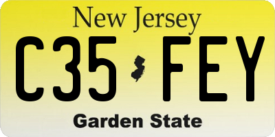NJ license plate C35FEY