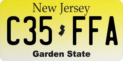 NJ license plate C35FFA