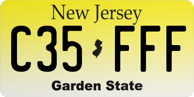 NJ license plate C35FFF