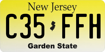 NJ license plate C35FFH