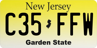 NJ license plate C35FFW