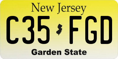 NJ license plate C35FGD