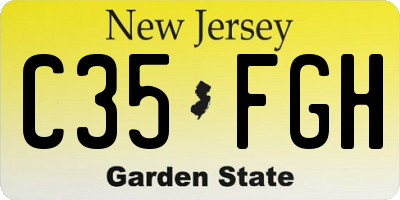 NJ license plate C35FGH