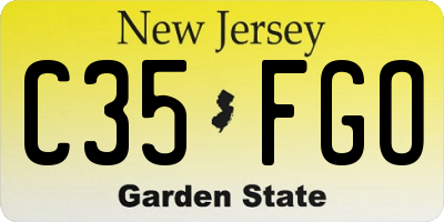 NJ license plate C35FGO
