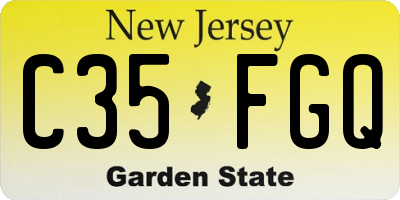 NJ license plate C35FGQ