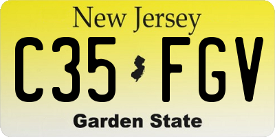 NJ license plate C35FGV