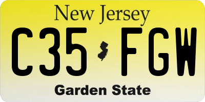 NJ license plate C35FGW