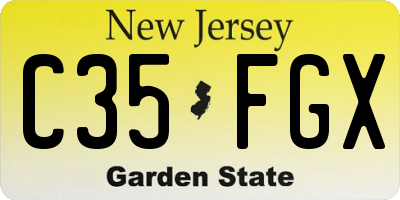 NJ license plate C35FGX