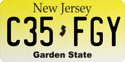 NJ license plate C35FGY