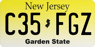 NJ license plate C35FGZ