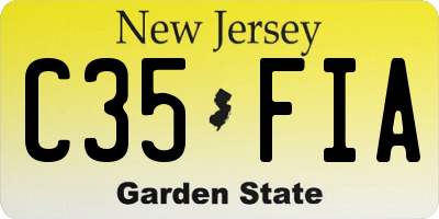 NJ license plate C35FIA