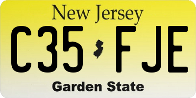 NJ license plate C35FJE