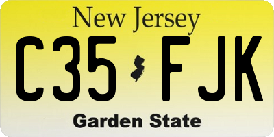 NJ license plate C35FJK