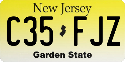 NJ license plate C35FJZ