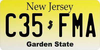 NJ license plate C35FMA