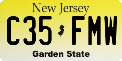 NJ license plate C35FMW