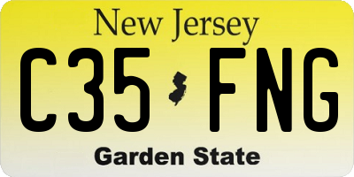 NJ license plate C35FNG