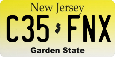 NJ license plate C35FNX
