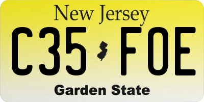 NJ license plate C35FOE