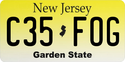 NJ license plate C35FOG