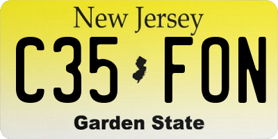 NJ license plate C35FON