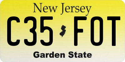 NJ license plate C35FOT