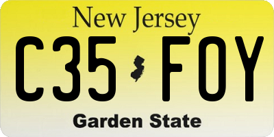 NJ license plate C35FOY