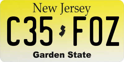 NJ license plate C35FOZ