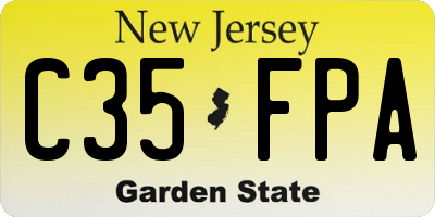NJ license plate C35FPA