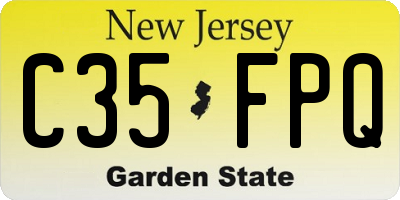 NJ license plate C35FPQ