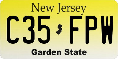 NJ license plate C35FPW