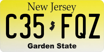 NJ license plate C35FQZ