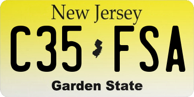 NJ license plate C35FSA