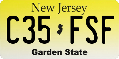 NJ license plate C35FSF