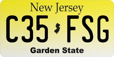 NJ license plate C35FSG