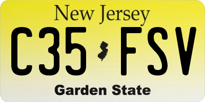 NJ license plate C35FSV