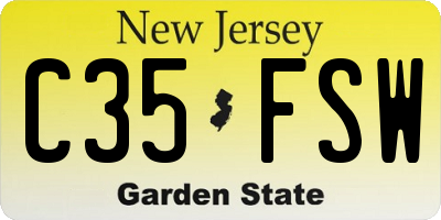 NJ license plate C35FSW