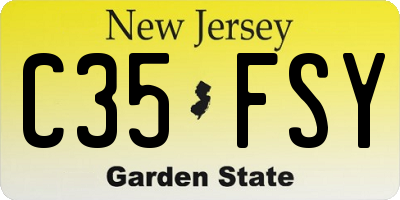 NJ license plate C35FSY