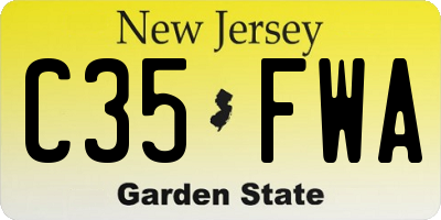 NJ license plate C35FWA