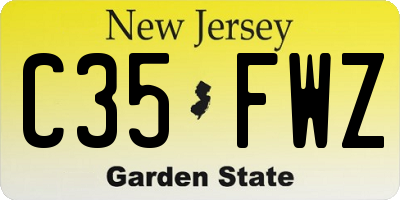 NJ license plate C35FWZ