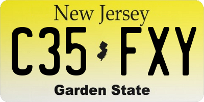 NJ license plate C35FXY